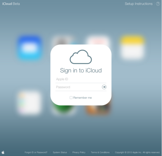 icloud beta登錄頁(yè)面